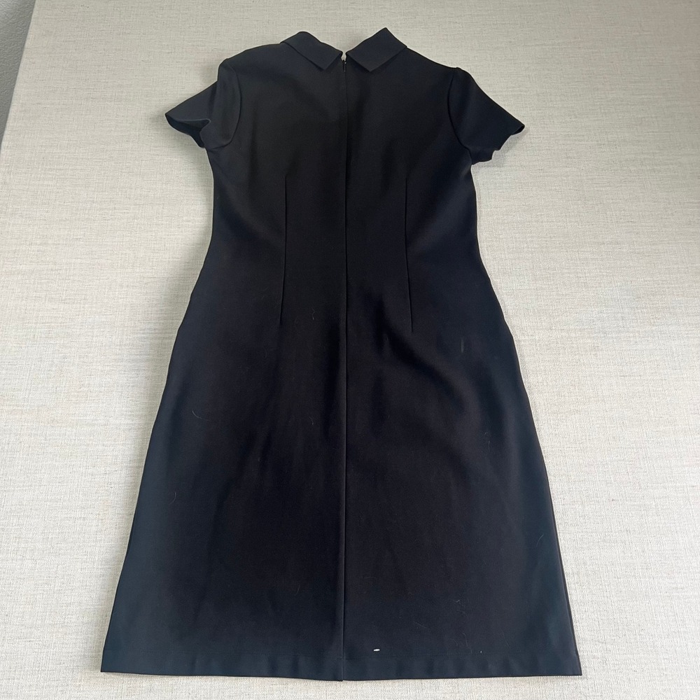 J.McLaughlin Deon Dress Women S Black Short Sleeve Mock Neck Crest Button Ponte
